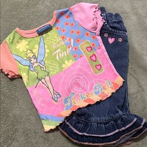 Vintage - Disney Tinker Bell Pink, Green & Blue Graphic Tee